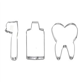 Zhouba 3 pcs/lot en acier inoxydable Moules à gâteaux Emporte-pièce en forme de dent de brosse à dents Dentifrice