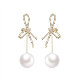 BKEPDY Boucles d'Oreilles Femme avec Nœud Pendantes Longues en Acier Inoxydable de Haute Qualité et Plaqué Or Hypoallergénique a