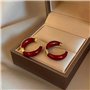 XFSRG Boucles d'Oreilles Femme Acier Inoxydable Plaqué Or Rouge Créoles Pendantes Fantaisie Bijoux Mode Cadeau