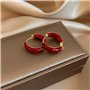 XFSRG Boucles d'Oreilles Femme Acier Inoxydable Plaqué Or Rouge Créoles Pendantes Fantaisie Bijoux Mode Cadeau