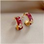 XFSRG Boucles d'Oreilles Femme Plaqué Or Rouge Fleur Fantaisie Créoles Pendantes Bijoux Pour Toutes Occasions