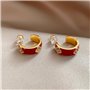 XFSRG Boucles d'Oreilles Femme Plaqué Or Rouge Fleur Fantaisie Créoles Pendantes Bijoux Pour Toutes Occasions