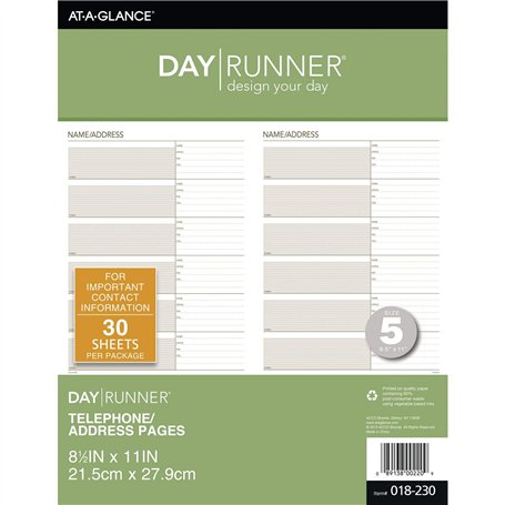 Day Runner Pages de téléphone et d'adresses