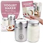 Yaourtière en acier inoxydable avec pot en verre de 1 litre et livre de recettes complet pour faire plus de 12 yaourts faits mai