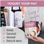 Yaourtière en acier inoxydable avec pot en verre de 1 litre et livre de recettes complet pour faire plus de 12 yaourts faits mai
