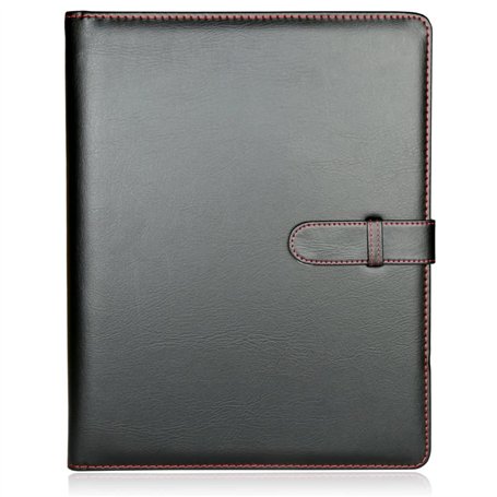 H&S A4 Porte Document avec Reliure à Spirales - Avec 40 Pochettes Plastique A4 - Conferencier en Faux Cuir pour Documents - Conf