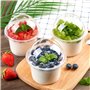 AUTOWNLUX Lot de 50 verres à dessert en plastique avec couvercles et cuillères, 210 ml, réutilisables, gobelets carrés en plasti
