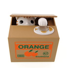 XLKJ Tirelire Boîte Volent l'argent Automatic Boîte Monnaie avec Voix Cadeau d’Anniversaire et de Noël pour Enfant (Chat Blanc)