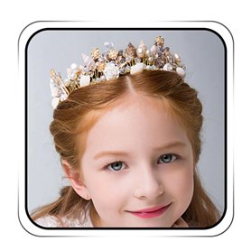 IYOU Princesse Fleur D'or Et Coquillage Casque Perle Chaîne De Cheveux Cristal De Mariée Accessoires De Cheveux De Mariage pour