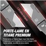 FLISSA Cutter Professionnel en Titane, Corps Monobloc CNC, Cutter Pliable Léger avec Manche en Aluminium et 10 Lames de Rechange