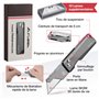 FLISSA Cutter Professionnel en Titane, Corps Monobloc CNC, Cutter Pliable Léger avec Manche en Aluminium et 10 Lames de Rechange