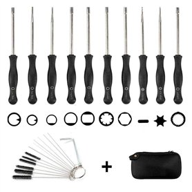 Jeu de 10 tournevis carburateur + sac EVA + brosse de nettoyage