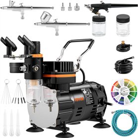 VEVOR Compresseur Aérographe Professionnel Kit Aérographe Complet Double Action Pistolet Aérographe 0