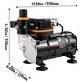 VEVOR Compresseur Aérographe Professionnel Kit Aérographe Complet Double Action Pistolet Aérographe 0,2/0,3/0,8mm Pression Débit