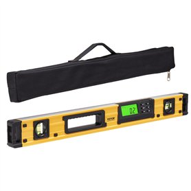 VEVOR Niveau à Bulle Magnétique 600 mm Niveau Torpille Écran LED Rétroéclairé Outil de Nivellement 0-360° Capteur Gravité Alliag