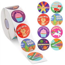 Lot de 1000 autocollants de motivation espagnols pour salle de classe – Autocollants de récompense en vrac pour enfants