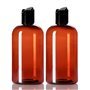 ljdeals Lot de 2 bouteilles vides en plastique ambré de 200 ml avec couvercles noirs à disque noir rechargeables pour shampooing