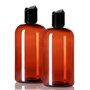 ljdeals Lot de 2 bouteilles vides en plastique ambré de 200 ml avec couvercles noirs à disque noir rechargeables pour shampooing