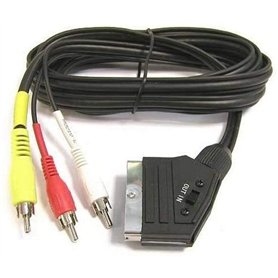 PremiumCord Câble péritel vers 3 x RCA mâle vers mâle avec Interrupteur in/Out Noir 1