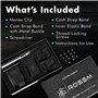ROSSM Portefeuille Minimaliste Fin avec Blocage RFID pour Homme – Portefeuille de Poche Avant Fin avec Sangle en métal et Pince 