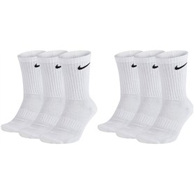 Nike Everyday Cushioned Crew Chaussettes Sport SX7664 Lot de 6 paires de chaussettes d'entraînement unisexes Taille 46-50 Blanc