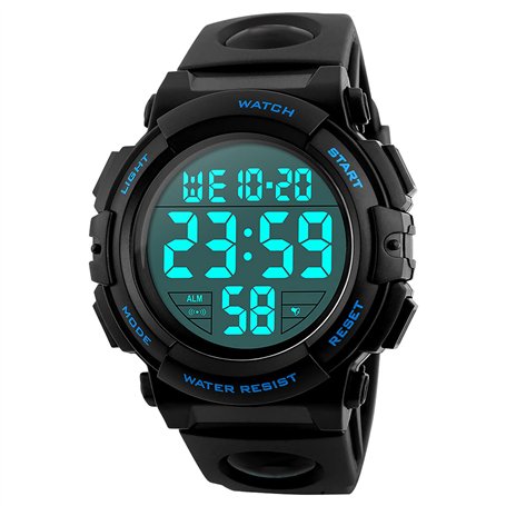 Nicoone Montre numérique pour homme - Étanche jusqu'à 50 m - Avec alarme