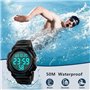 Nicoone Montre numérique pour homme - Étanche jusqu'à 50 m - Avec alarme, chronomètre, pour homme - Pour le sport, bleu