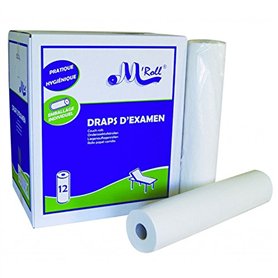 Draps d'examen standard mélés 2x18.5g/m² - Carton de 12 rouleaux - 2 plis - 150 formats 50x38cm - J215LMR- Certifié France Medic