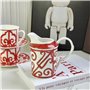 ZIHDKE Service à Thé en CéRamique Service à café Domestique Rouge, Tasse en Porcelaine Tendre, Soucoupe, Pot à Lait, Pot à Sucre