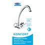 Edouard Rousseau - Mélangeur Lavabo Konfort - Robinet en Laiton à Bec Mobile - Poignées en Métal - 242 (Hauteur) x 155 (Saillie)