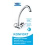 Edouard Rousseau - Mélangeur Lavabo Konfort - Robinet en Laiton à Bec Mobile - Poignées en Métal - 242 (Hauteur) x 155 (Saillie)