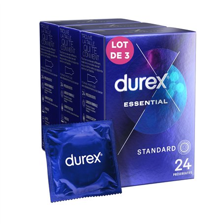 Durex- Lot de 3 Boîtes de Préservatifs Essential - 3x24 Pièces