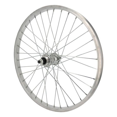 BIKE ORIGINAL - Roue Arrière 20" - Jante Aluminium Simple Parois - Moyeu Aluminium à Écrous - Compatible Pneus 35 à 65 mm - 36 R
