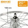 BIKE ORIGINAL - Roue Arrière 20" - Jante Aluminium Simple Parois - Moyeu Aluminium à Écrous - Compatible Pneus 35 à 65 mm - 36 R