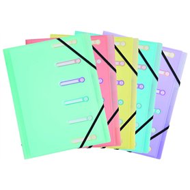 Exacompta - Réf 56170E - 1 trieur Chromaline Pastel - 3 rabats - avec élastiques et fenêtres découpées - couverture et intérieur