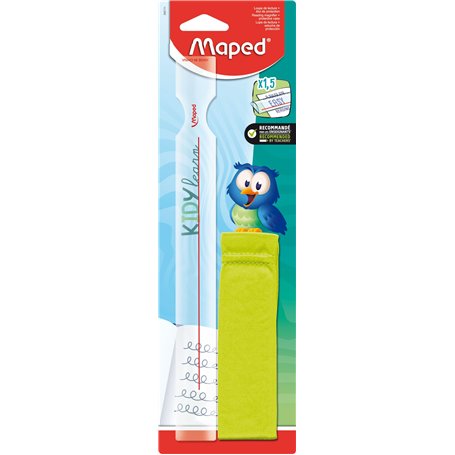 Maped - Loupe de Lecture avec Repère Visuel Rouge - Grossissement x3 et x1.5 - Poignée Ergonomique - À partir de 6 Ans - Étui de