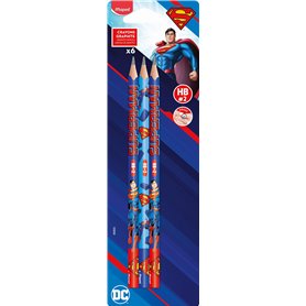 Maped - 6 Crayons Graphite HB2 SUPERMAN - Crayon à Papier - Forme Triangulaire Ergonomique - Pack de 6 Crayons Papier