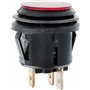Restagraf - Bouton Interrupteur Poussoir Étanche à Lumière Rouge - 3 Broches - Connexion Cosse Plate - Trou de Diamètre 20 mm -