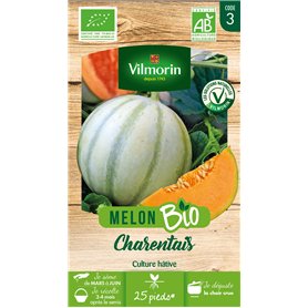 Vilmorin - Melon Charentais Bio - Culture hâtive - Semences Issues d'une Culture Conforme aux règles de l'agriculture Biologique