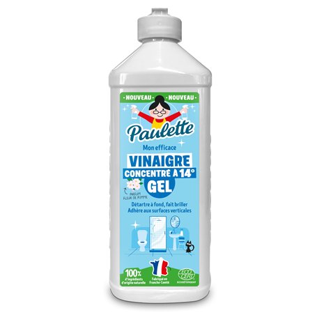 Paulette - Vinaigre Ménager en Gel Fleur de Pomme Concentré 14° - Nettoyant Détartrant Multi-Surfaces - Authentique