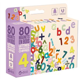 Jeujura - Magnets Bois 80 Lettes Minuscules