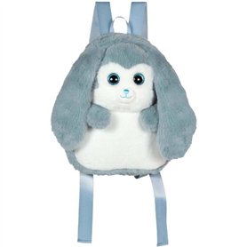 Fluffy Bag - GIPSY TOYS - Sac a dos en peluche - Lapin bleu et blanc 30 cm