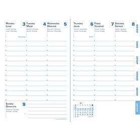 Quo Vadis - Recharge Agenda - 2025 - Randonnée Recyclé - Semainier Planning - Multilingue - 13 mois de décembre à décembre - 9x1