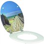 Wirquin 20723906 Abattant WC en fibre de bois Woody en forme U Holiday Beach et blanc