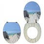 Wirquin 20723906 Abattant WC en fibre de bois Woody en forme U Holiday Beach et blanc