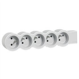 LEGRAND - Multiprise Extra-Plate à Câbler - 5 Prises avec Terre - Livrée Sans Cordon/Sans Fiche - Blanc et Gris Clair