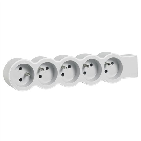 LEGRAND - Multiprise Extra-Plate à Câbler - 5 Prises avec Terre - Livrée Sans Cordon/Sans Fiche - Blanc et Gris Clair