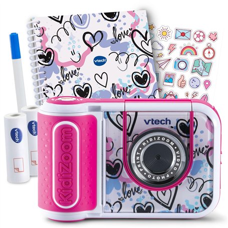 KidiZoom Print Cam Scrapbook Bundle Pink - Appareil photo créatif qui peut imprimer directement des images - Avec scrapbooking
