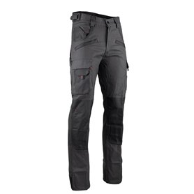 LMA Pantalon de Travail Argile Bicolore Gris/Noir avec Poche genouillère.
