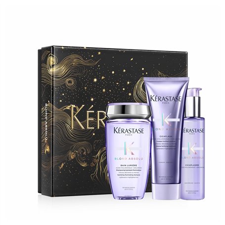 KÉRASTASE Blond Absolu - Coffret de Fin d'Année - Bain Lumière + Fondant Cicaflash + Sérum Cicaplasme - Fortifie & Illumine - Ac